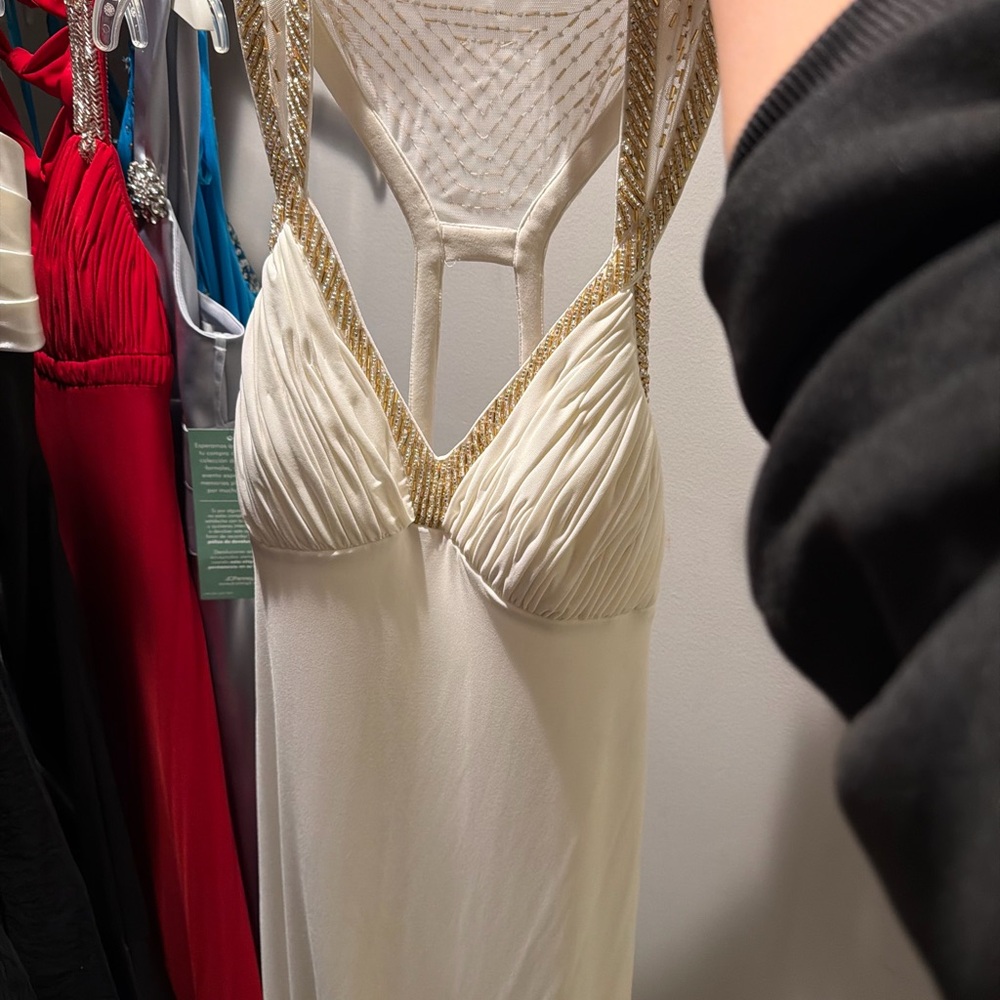 Ivory Bridal Slip Dress with Gold Beaded Straps